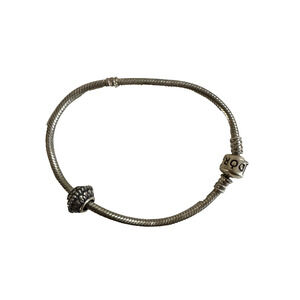 Pandora 8” Silver Bracelet With Spacer Charm